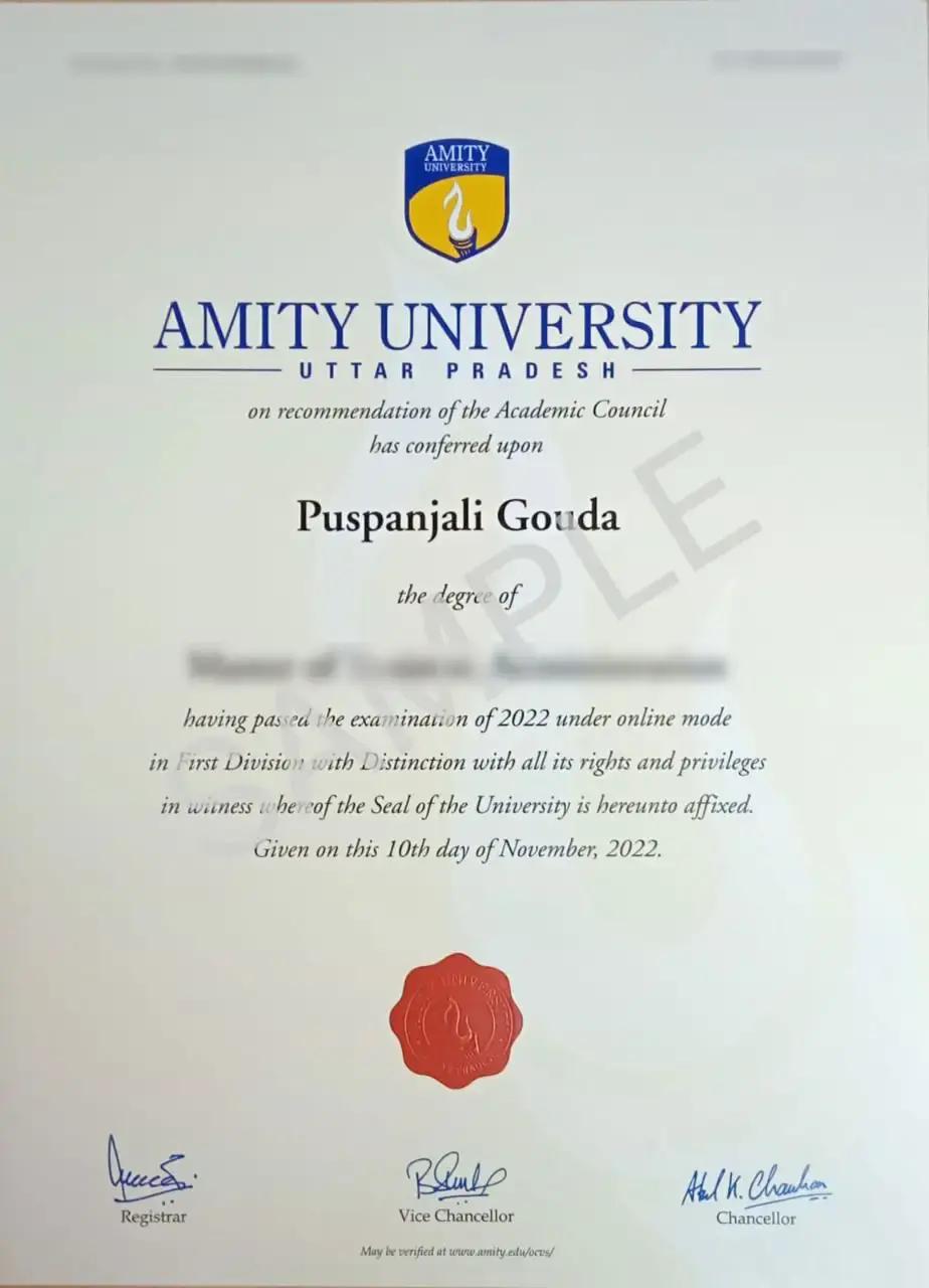 Sample Degree Certificate